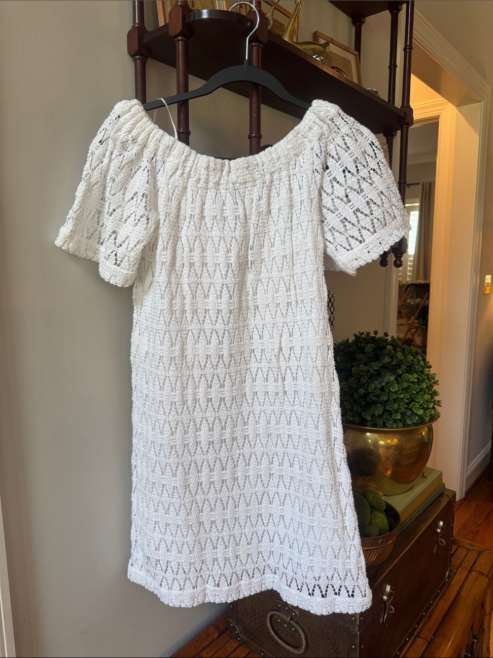 A.L.C. White Crochet Off-Shoulder Dress cotton